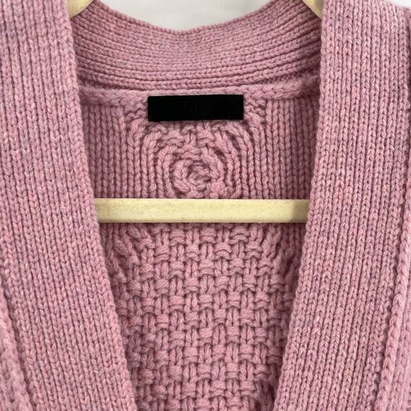 ATM Anthony Thomas Melillo Cable Knit Cardigan Sweater Pink Wool Button Med NEW - Picture 5 of 9